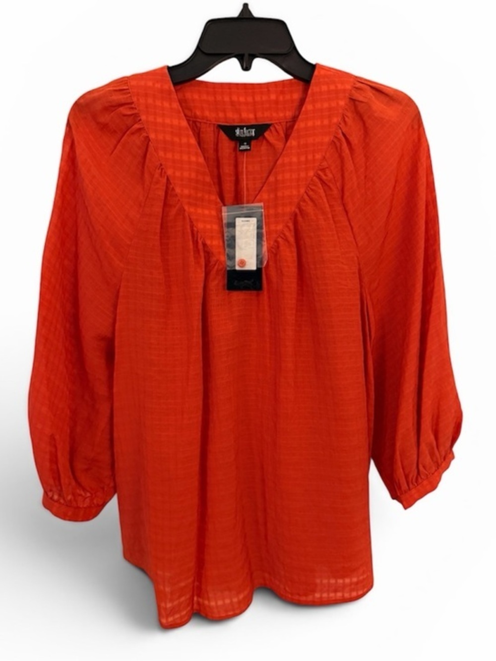 INVESTMENTS SLIMFACTOR S Popover V-Neck Orange Sloane Blouse Top NWT